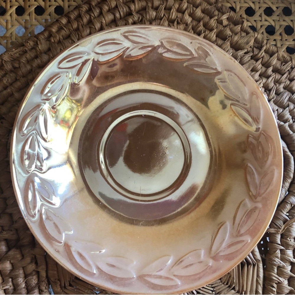 Fire King Peach Lustre 3 Piece Set Tea Cup & Saucer with Sugar Bowl - Picture 5 of 12